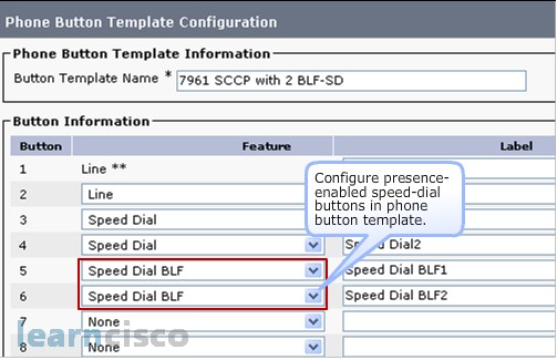 Phone Button Template - BLF Configuration